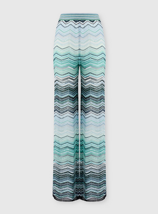 Pantaloni ampi in viscosa chevron lamé con paillettes Missoni