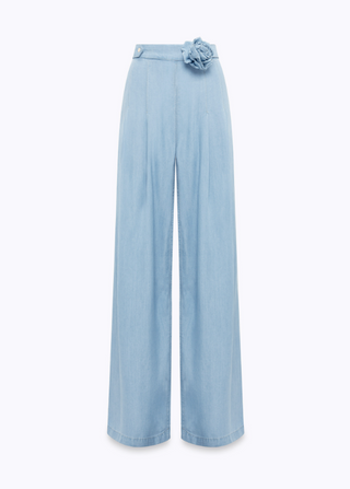 Jeans wide leg in denim con spilla Blugirl