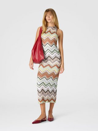Abito lungo senza maniche in viscosa e cotone chevron Missoni