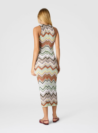 Abito lungo senza maniche in viscosa e cotone chevron Missoni